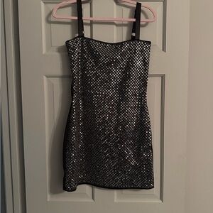 Nasty Gal Black Sequin Bodycon Mini Dress